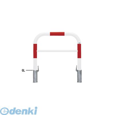 【個人宅配送不可】帝金 Teikin Y83P3-10 R&W 直送 代引不可・他メーカー同梱不可 スチール製バリカー 横型・コノ字型・アーチ型・U字型車止めポール スタンダードタイプ 中桟付・中桟あり φ76.3xt3.2 W1000 H800 mm 赤白色 Y83P310R&W|アカリカ