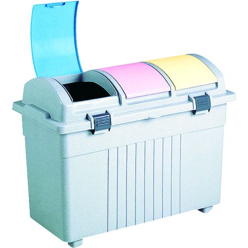 【個数:1個】テラモト DS-193-100-0 直送 代引不可・他メーカー同梱不可 エコ3分別ゴミボックス カラー DS1931000 分別ゴミ箱 仕切板付き フタ付き TERAMOTO|アカリカ