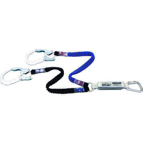 【即納在庫品】「直送」タイタン HL-ZCW-130 ＥＸ－ｚｅｒｏ 伸縮ストラップ式 ＴＹＰＥ－１ ランヤードブラック／ブルー ダブル １３０ｋｇル １３０ｋｇ HLZCW130 サンコー フルハーネス用伸縮式ダブルランヤード