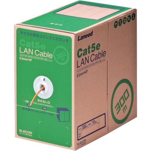 【即納在庫品】「直送」エレコム LD-CT2/DR300/RS ＥＵ　ＲｏＨＳ指令準拠ＬＡＮケーブル　ＣＡＴ５Ｅ　３００ｍ　オレンジLDCT2DR300RS