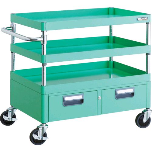 【即納在庫品】「直送」トラスコ TRUSCO PEW-773W-YG ツールワゴン フェニックスワゴン 省音 750X500XH740 2列引出付 ヤンググリーンPEW773WYG8000|アカリカ