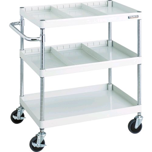 トラスコ TRUSCO PEW-973S2-W ツールワゴン フェニックスワゴン 省音 ７５０Ｘ５００ 仕切２段付 ホワイトPEW973S2W8000