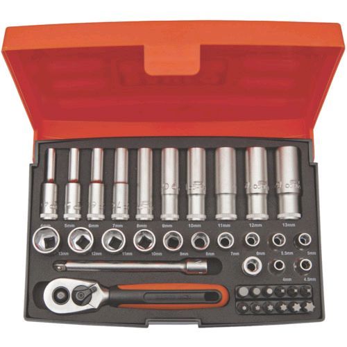 【即納在庫品】「直送」SL25L ディープソケットレンチセット ６角 差込角６．３５ｍｍ ３７点セット