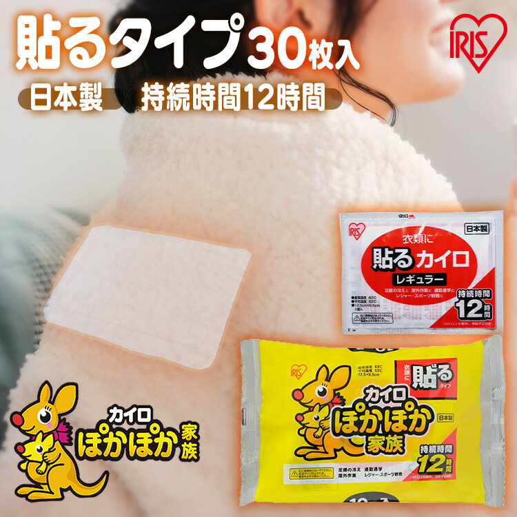 （まとめ）アイリスオーヤマ ぽかぽか家族 貼る レギュラー 30個（×30セット） 代引不可 カイロ（240枚）ぽかぽか家族 貼るレギュラー 10P（PKN-10HR）×24箱