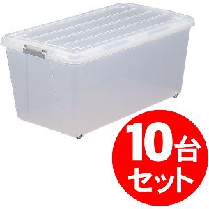 【10個セット】 収納ボックス ふた付き キャスター付き 衣装ケース プラスチック 幅39 奥行72 高さ33 収納ケース クリア 透明 コンテナボックス 蓋付き スタッキング 押し入れ収納 整理 衣類収納 アイリスオーヤマ N-720 *[2604SO]