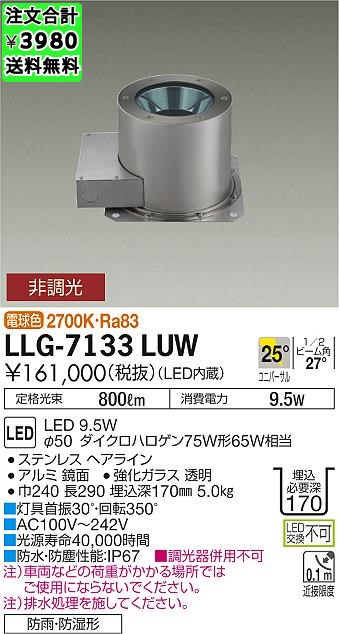 メーカーサ DAIKO 電球色(2700K) LZ0.5 LZW-60559YB：爆安！家電のでん太郎 LED屋外スポットライト 9.5W の