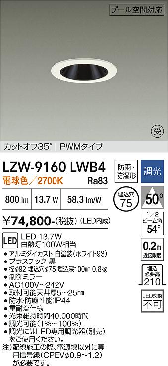 【貨物輸送無料】【受注生み出すこと品】大光電機 LZW-9160LWB4 露天灯 落ち込むともし火 畳数打ち立てる皆無 LED≪即日送りとどける相応う能力のある 棚卸し資産見さだめる已むを得ず≫ 楽になることの製造業者引き請ける