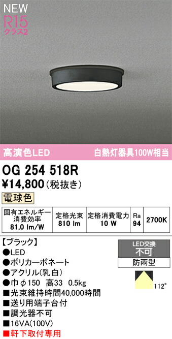 Ｈ区分 オーデリック OG254518R 屋外灯 軒下灯 畳数設定無し LED 安心のメーカー保証 4,355円