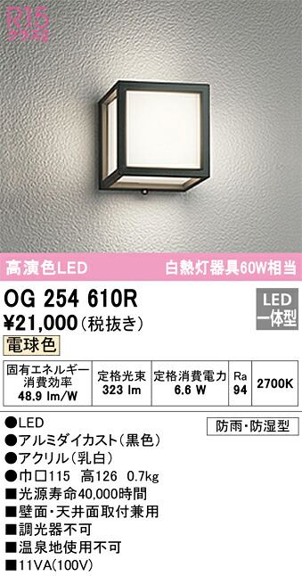 【送料無料】 オーデリック T区分 OG254610R ポーチライト 軒下使用可 自動点灯無し 畳数設定無し LED 安心のメーカー保証