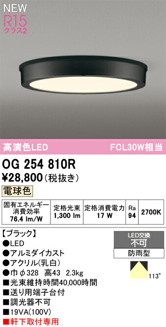 Ｈ区分 オーデリック OG254810R 屋外灯 軒下灯 畳数設定無し LED 安心のメーカー保証