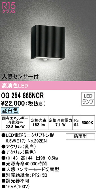 【貨物輸送無料】 オーデリック Ｔカテゴリー化 OG254865NCR-空想科学小説  （照明ランプ別荷造り）『OG254865#＋NO292EN』 合切袋ともし火 人感感知器 畳数築き上げる絶無 LED 楽になることの製造業者引きうける ライト・イルミネーション-玄関灯-花・ガーデン・DIY