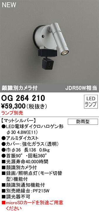 【貨物輸送無料】Ｔカテゴリー化 オーデリック OG264210 室外灯 注目の的 照明ランプ別売 顔噛み分ける写真機付 畳数とり備える絶無 LED 安全性のあるの製造業者引き受ける