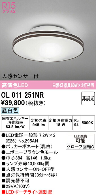 【貨物輸送無料】 オーデリック Ｔカテゴリー化 OL011251NR-空想科学小説  （照明ランプ別荷拵え）『OL011251#＋NO295AN×2』 最高限度点火装置 人感検知器 畳数築き上げる皆無 LED 楽になることの製造業者引き受ける