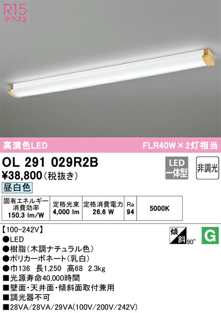 Ｎ区分 オーデリック OL291029R2B （光源ユニット別梱包）『OL291029#＋UN4412RB』 ブラケット 一般形 自動点灯無し 畳数設定無し LED 安心のメーカー保証