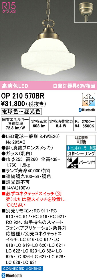 T区分 オーデリック OP210570BR (ランプ別梱包)『OP210570#+NO295AB』 ペンダント リモコン別売 畳数設定無し LED 安心のメーカー保証|照明器具専門店 灯の広場