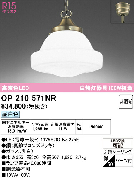 【送料無料】 オーデリック Ｔ区分 OP210571NR-SF （ランプ別梱包）『OP210571#＋NO275E』 ペンダント 畳数設定無し LED 安心のメーカー保証 13,006円