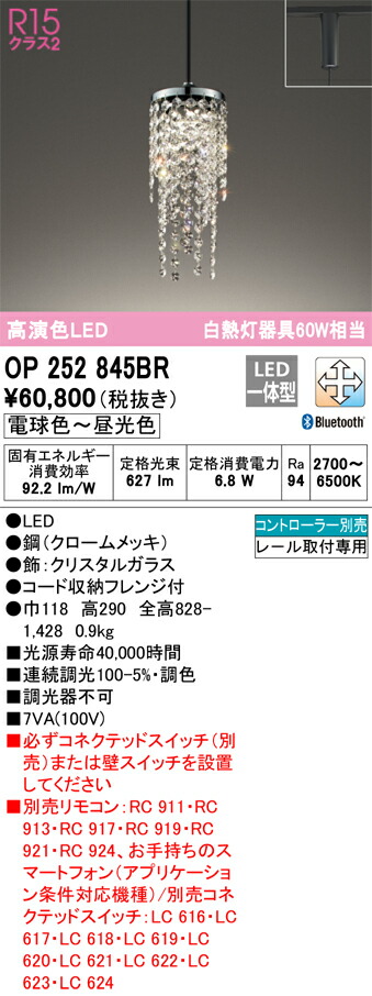 【送料無料】Ｔ区分 オーデリック OP252845BR ペンダント 配線ダクト用 リモコン別売 畳数設定無し LED 安心のメーカー保証