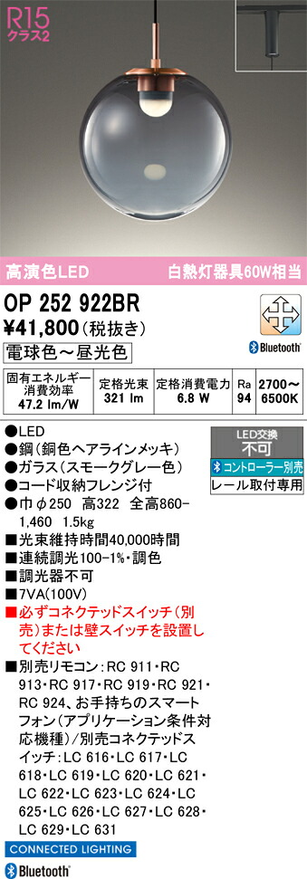 【送料無料】 オーデリック Ｔ区分 OP252922BR ペンダント 配線ダクト用 リモコン別売 畳数設定無し LED 安心のメーカー保証