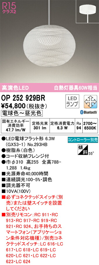 【送料無料】Ｔ区分 オーデリック OP252929BR （ランプ別梱包）『OP252929#＋NO293HB』 ペンダント リモコン別売 畳数設定無し LED 安心のメーカー保証 19,616円