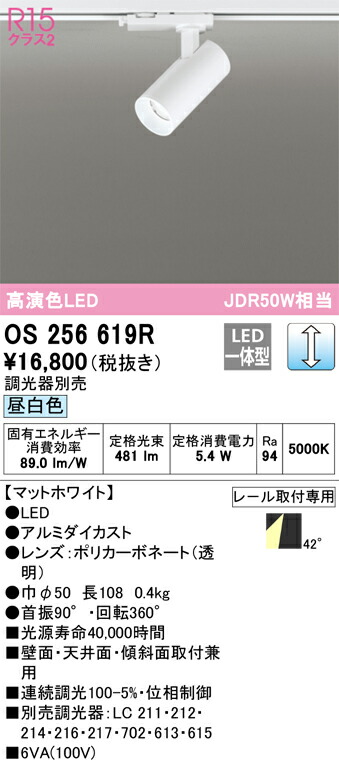 【送料無料】 オーデリック Ｔ区分 OS256619R スポットライト 配線ダクト用 畳数設定無し LED 安心のメーカー保証