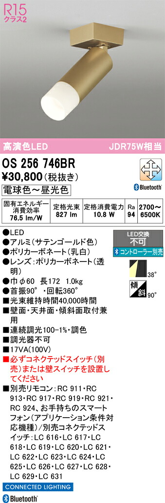 【送料無料】 オーデリック Ｔ区分 OS256746BR スポットライト リモコン別売 畳数設定無し LED 安心のメーカー保証