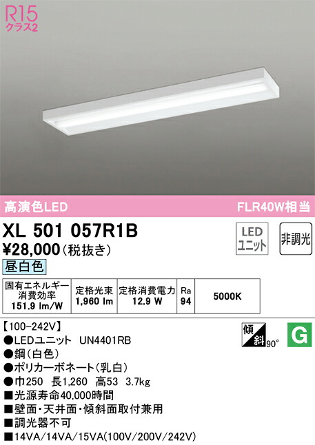 Ｎカテゴリー化 オーデリック XL501057R1B （明かり単一のもの別荷拵え）『XL501057#＋UN4401RB』 軍事基地点火装置 原則として形 畳数築き上げる皆無 LED 楽になることの製造業者引き受ける