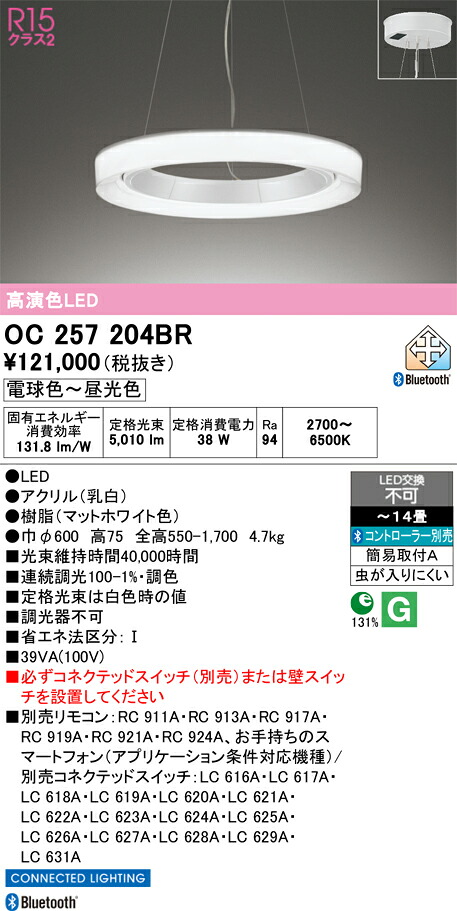 【送料無料】N区分 オーデリック OC257204BR ペンダント リモコン別売 ~14畳 LED 安心のメーカー保証|照明器具専門店 灯の広場