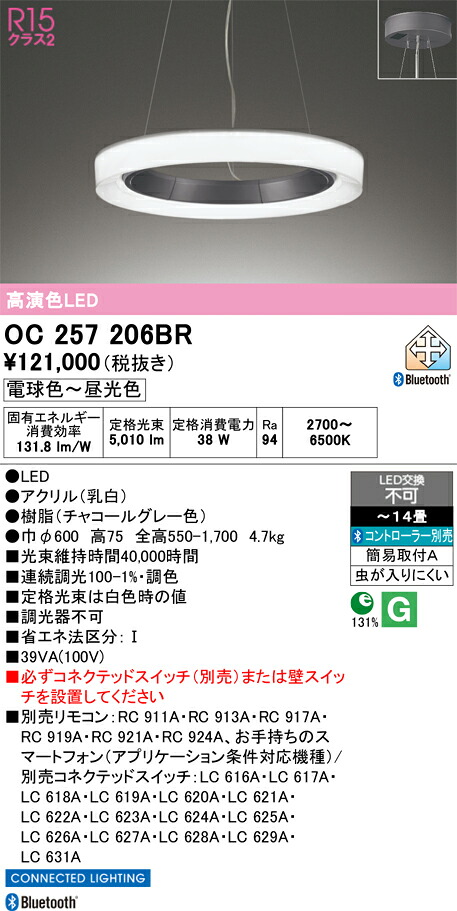 【送料無料】N区分 オーデリック OC257206BR ペンダント リモコン別売 ~14畳 LED 安心のメーカー保証|照明器具専門店 灯の広場