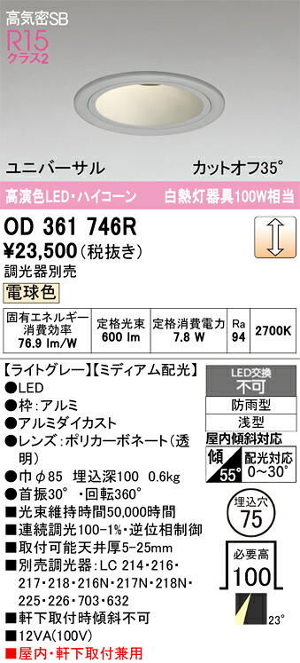 Ｔカテゴリー化 オーデリック OD361746R 露天灯 落ち込むともし火 【高気密SB形】 畳数打ち立てる皆無 LED 楽になることの製造業者引き請ける