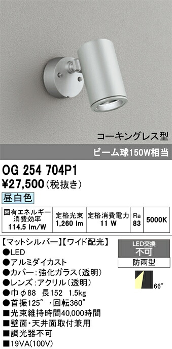 T区分 オーデリック OG254704P1 屋外灯 スポットライト 畳数設定無し LED 安心のメーカー保証|照明器具専門店 灯の広場