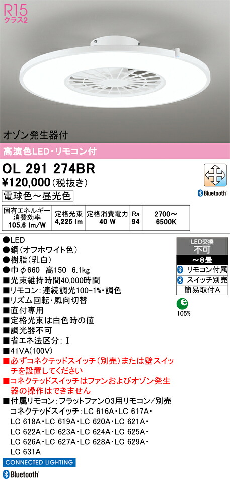 【送料無料】Ｈ区分 オーデリック OL291274BR シーリングライト リモコン付 ～8畳 LED 安心のメーカー保証｜照明器具専門店　灯の広場