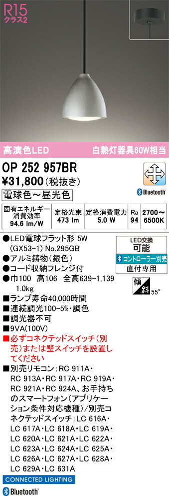 T区分 オーデリック OP252957BR (ランプ別梱包)『OP252957#+NO295GB』 ペンダント リモコン別売 畳数設定無し LED 安心のメーカー保証|照明器具専門店 灯の広場