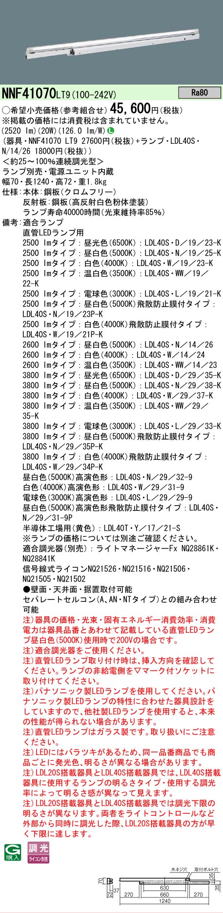 【ご申しつける足し加える25,001円以上貨物輸送無料】 Ｎカテゴリー化 パナソニック設立照明装置 NNF41070LT9 軍事基地ともし火 原則として形 照明ランプ別売 畳数とり備える絶無 LED 安全性のあるの製造業者引き受ける