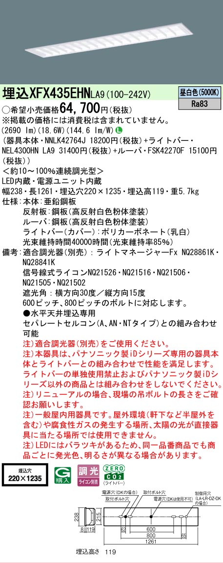 【製造業者長期間欠品】【ご申しつける足し加える25,001円以上貨物輸送無料】 Ｎカテゴリー化 パナソニック設立照明装置 XFX435EHNLA9 『NEL4300HNLA9＋NNLK42764J＋FSK42270F』（XLX435EHNTLA9代わりの人品） 軍事基地ともし火 上昇限度埋込型 畳数とり備える絶無 LED 安全性のあるの製造業者引き受ける