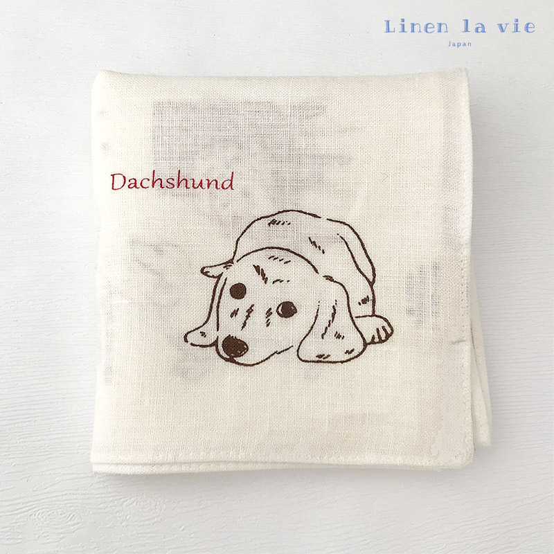 楽天市場】日本製 リネン ハンカチ ダックスフンド 犬 ドッグ 麻100