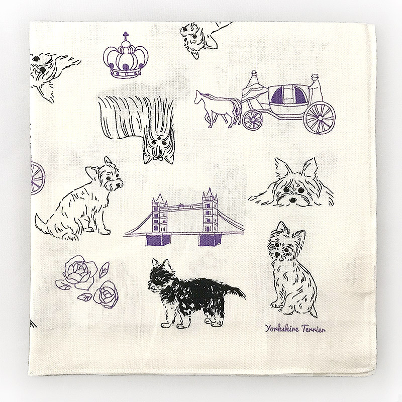 楽天市場 日本製 リネン ハンカチ イギリス ヨークシャー 犬 ドッグ 麻100 大判 風呂敷 お弁当包み 目隠し リネンラヴィ アーンジョー ギフト プレゼント ネコポス便100円 日本製シェニール織のアーンジョー