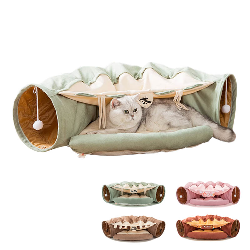 2022新作 ペット用品❣❣キャットトンネル フェルト ブラウン 猫マット トンネル 遊び場