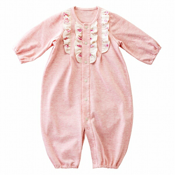 ツーウェイオール 日本製 夏 春 50 70 ベビー服 ツーウェイドレス 女の子 オーガニックコットン ツインフリル 天竺 赤ちゃんの城 ベビーウェア Seal限定商品