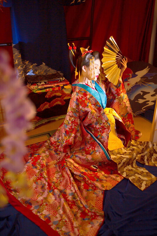 着物 きもの 交織 単衣 市松 粋 衣装 舞踊 大衆演劇 芝居 和装 浴衣