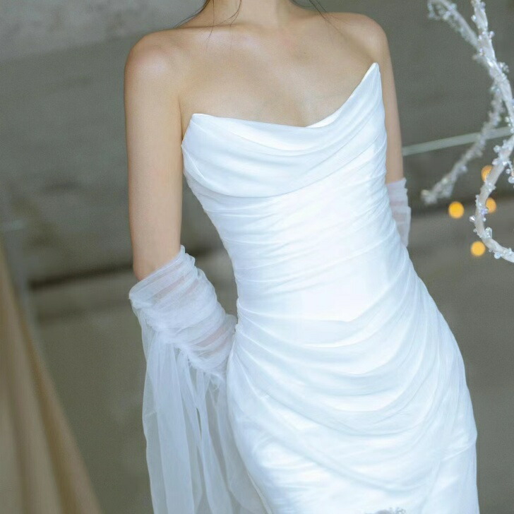楽天市場】ミカドサテンウエディングドレス オフショルダー トレーン