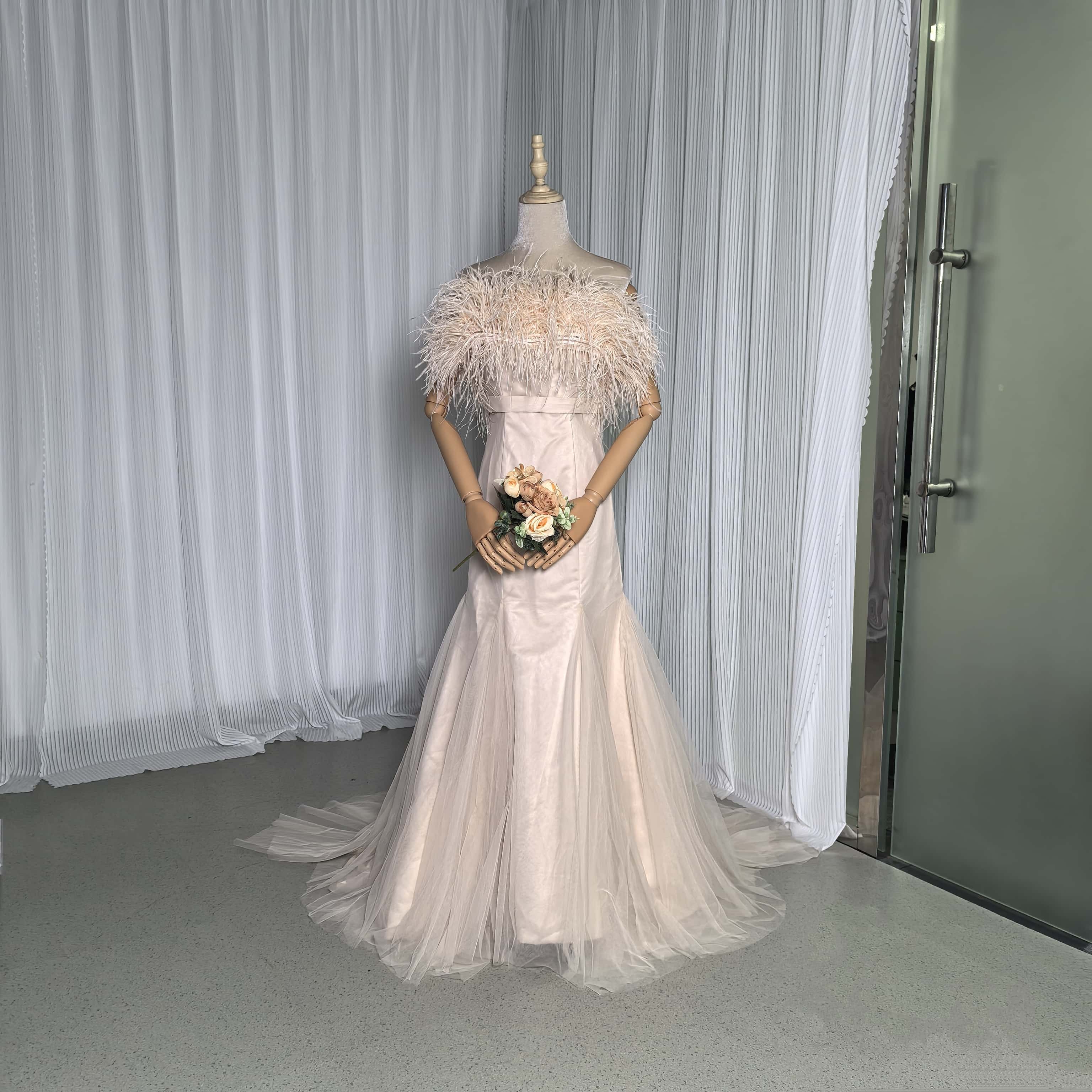 カラードレス オフショルダー フェザードレス マーメイドライン デザイン感 結婚式｜暁_ASUSA 29,770円
