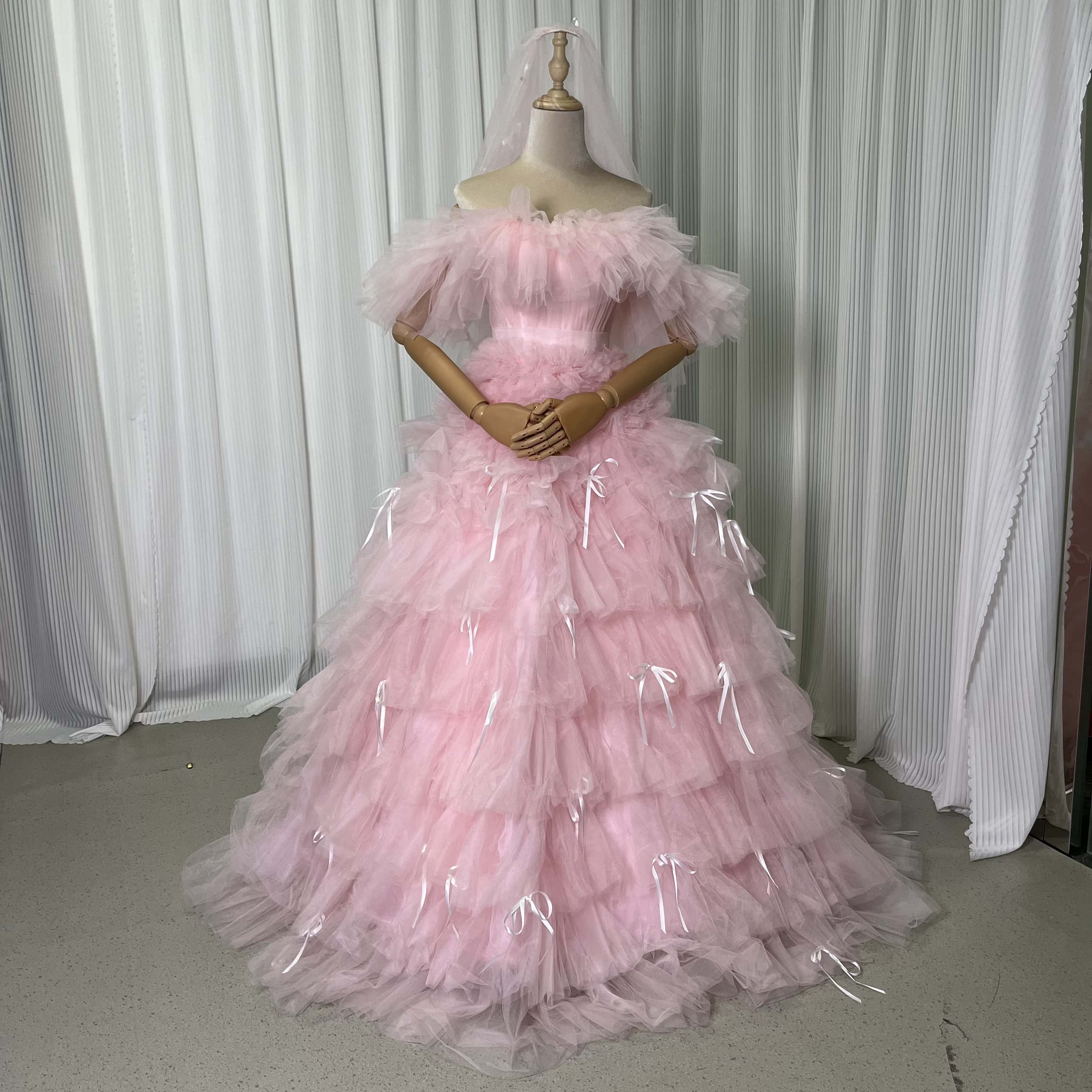 楽天市場】豪華！カラードレス オフショルダー 編み上げ ピンク