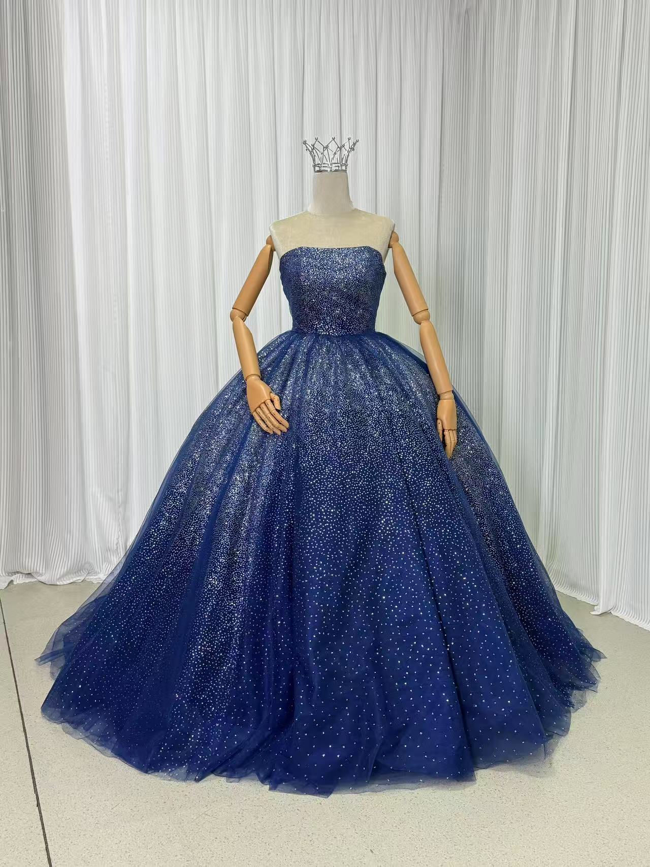 楽天市場】カラードレス ネイビー 編み上げ キラキラグリッター