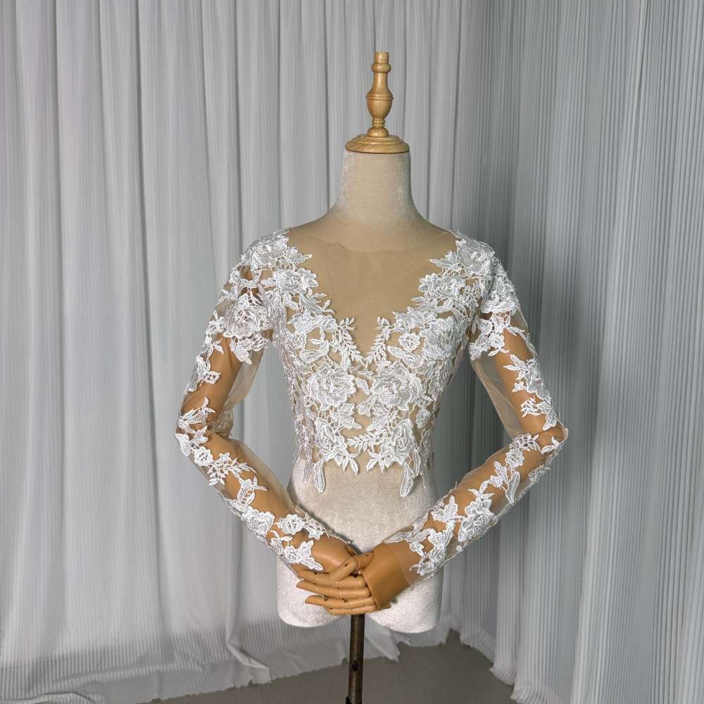 ウェディングドレス トップスのみ 3D立体スピード競技刺しゅう 花嫁御寮/ウェディングドレ ロング衣手