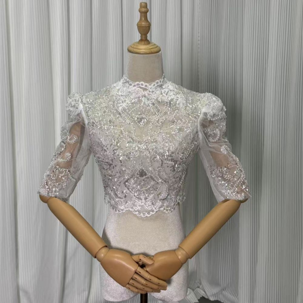 ボレロ 御芽出度お召しもの 半袖 くるみ名取り草 3D立体スピード競技刺しゅう ハイネック くるみ名取り草 御芽出度