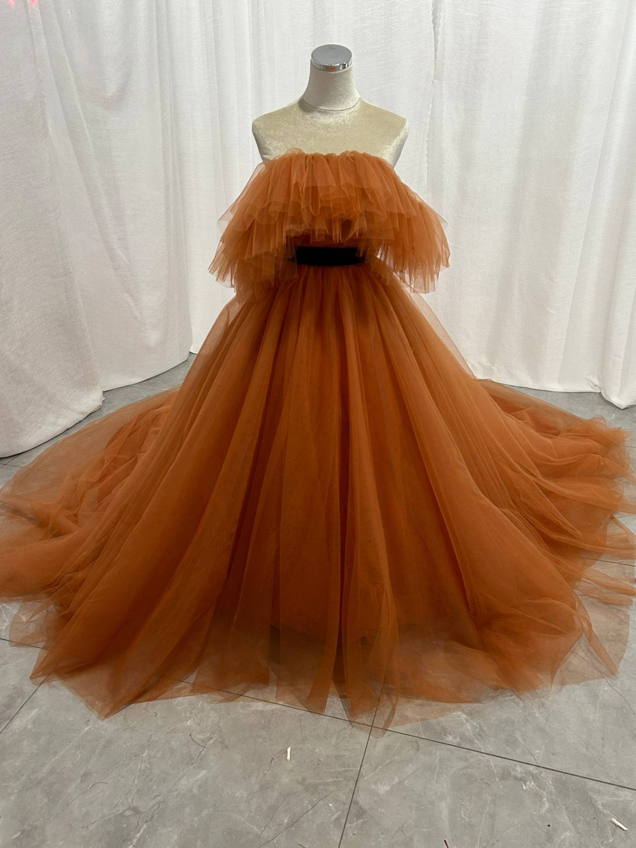 楽天市場】実例写真！カラードレス テラコッタ色 ソフトチュール