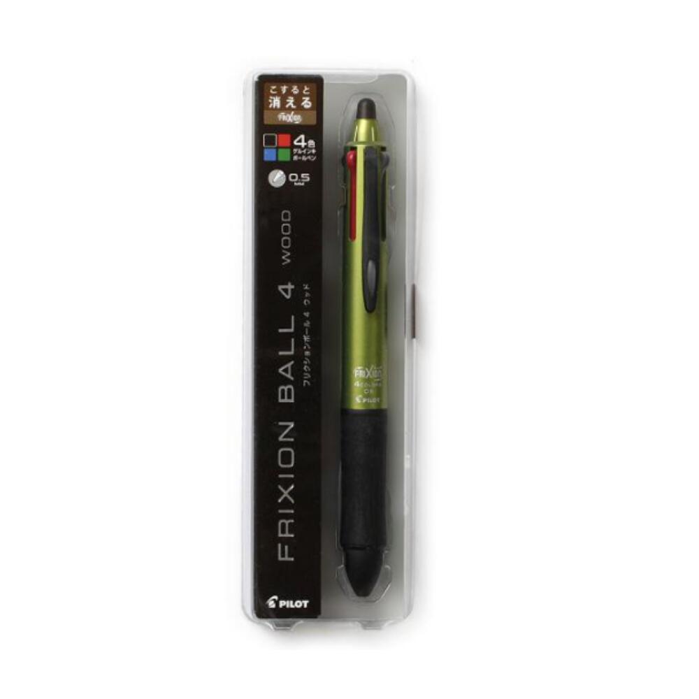 【1個・2個・3個セット】 パイロット フリクションボール4 ウッド 0.5mm ダークグリーン LKFB-3SEF-DG 4色ボールペン 黒赤青緑 消せるボールペン 替芯対応 学校用 塾 事務用 送料無料 まとめ買い 業務用にも