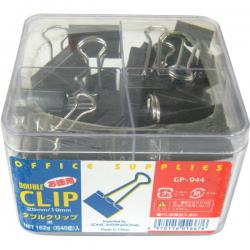 【3個・6個・9個仕掛ける】ソニック 徳用Wゼムクリップ黒 GP-944 ダブルゼムクリップ 中25粍 小19粍 詰め合わせ 約48個入 162g 書きもの取り片付ける 事務備品 執務室 授業時間用 文具 定番ゼムクリップ