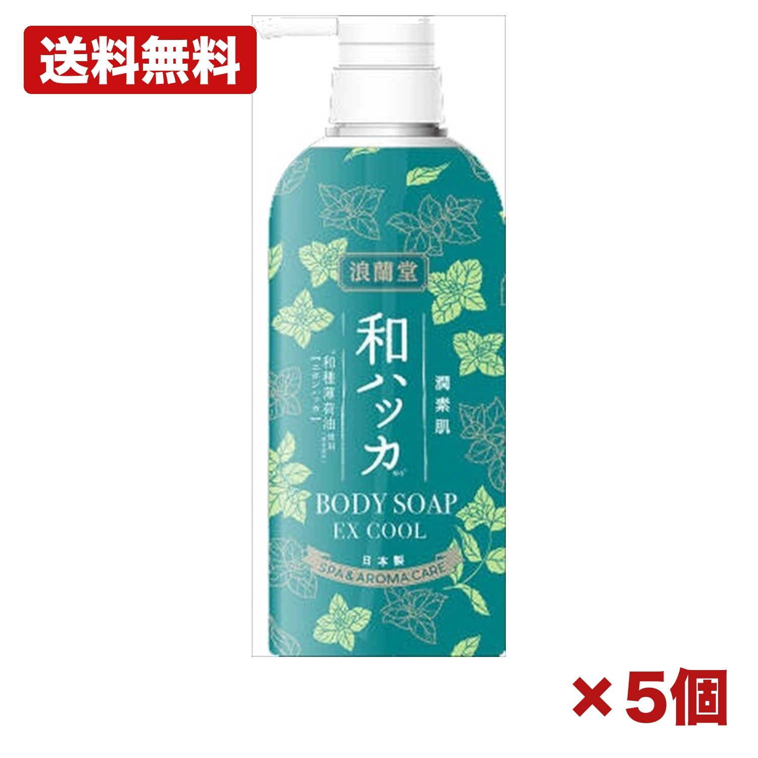 【5個セット】潤素肌 和ハッカ クール ボディソープ 冷感 清涼 デオドラント 柿タンニン 重曹 ミョウバン 体臭 汗対策 夏用 さっぱり ボディウォッシュ 送料無料 まとめ買い 業務用
