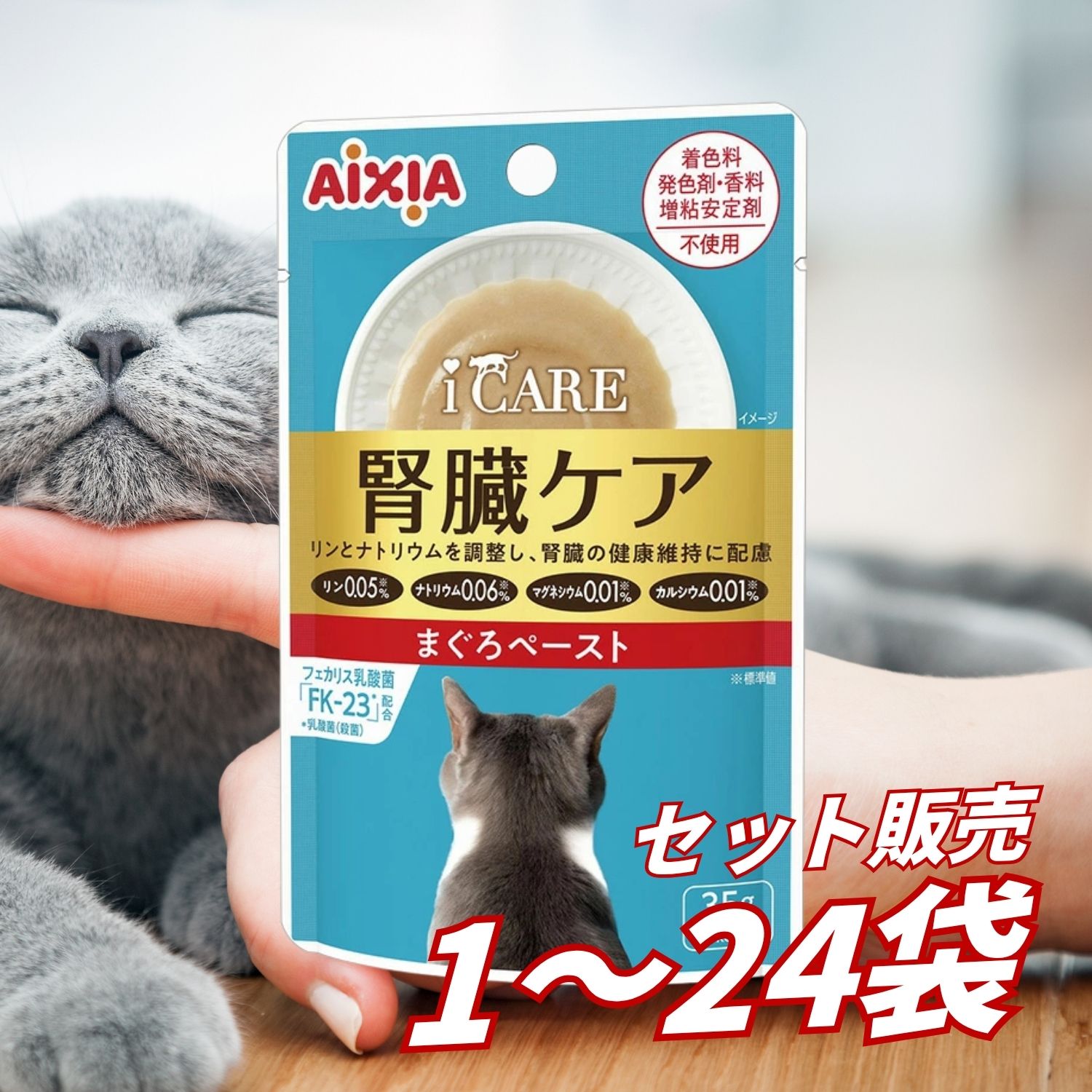 キャットフード ウェット【送料無料 セット販売 1個 8個 16個 60個/約1ヶ月分 】キャットフード ウェット パウチ 猫の餌 総合栄養食 水分補給［アイシア］i CARE 腎臓ケア まぐろペースト 35g｜AKデイリーセレクト